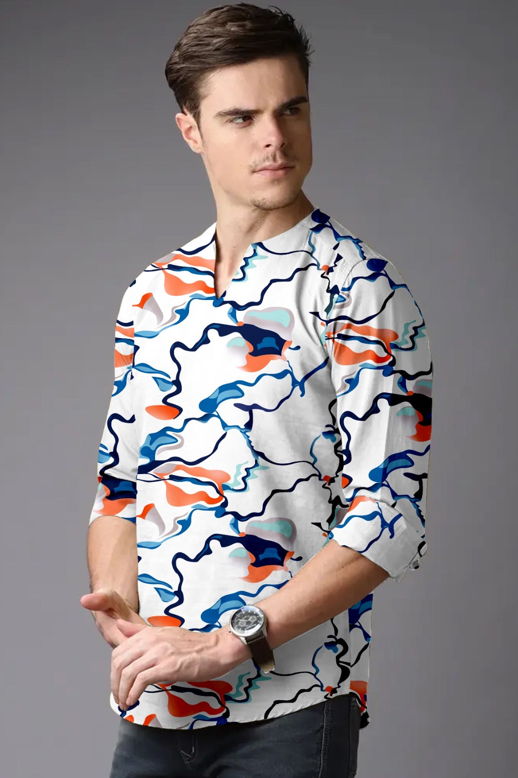 Printed Short Kurta Shirt For Men