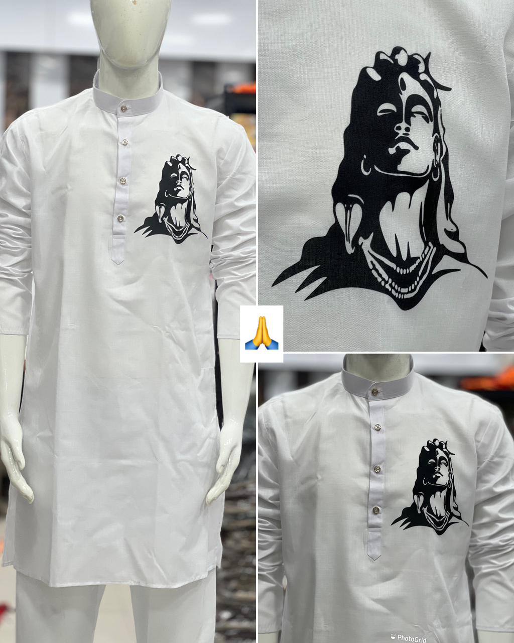 Mahakal Mahadev Printed Kurta Pajama for Men