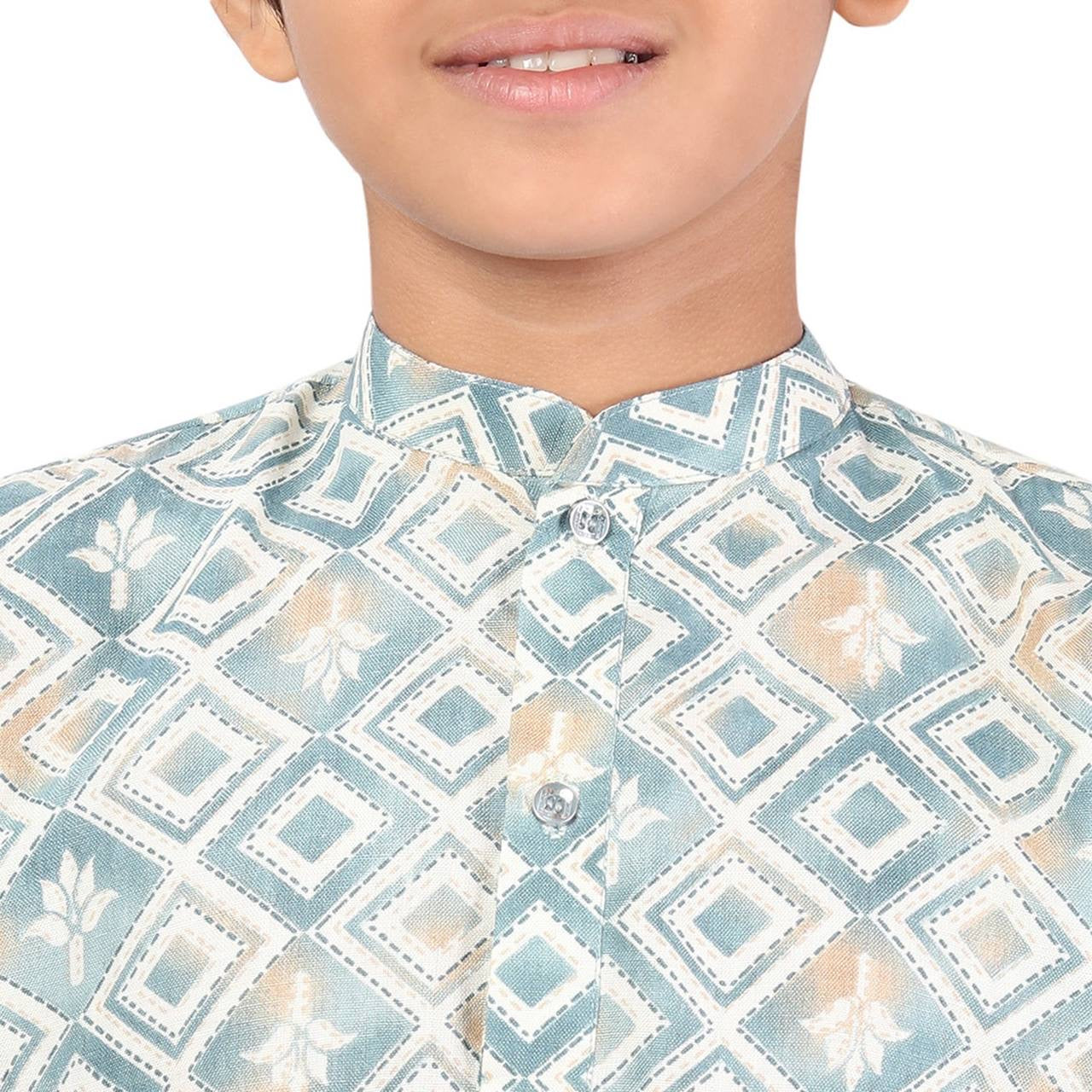 Sky Blue Printed Kid Kurta Set