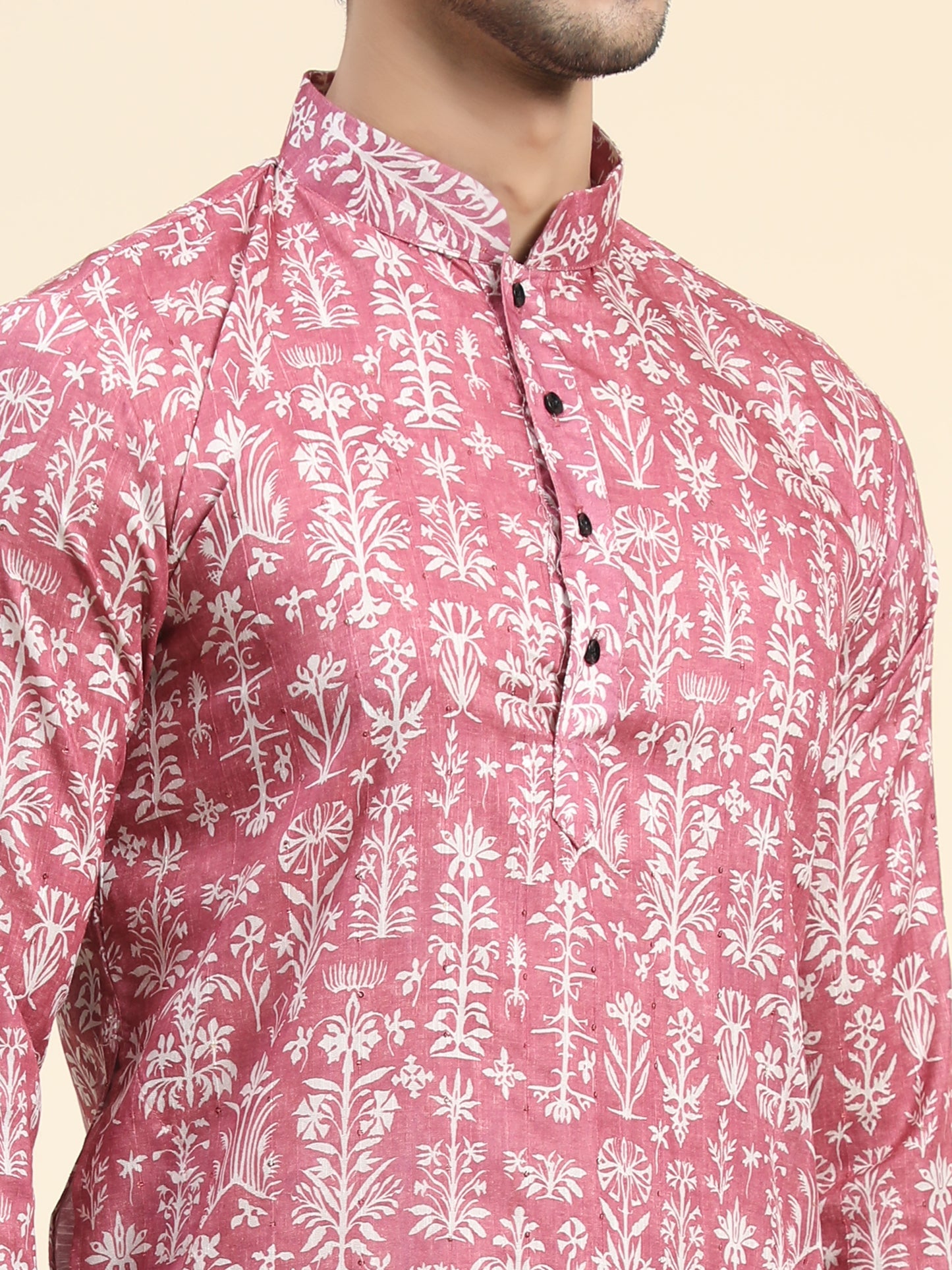 Pink Digital Printed Kurta pajama for Men