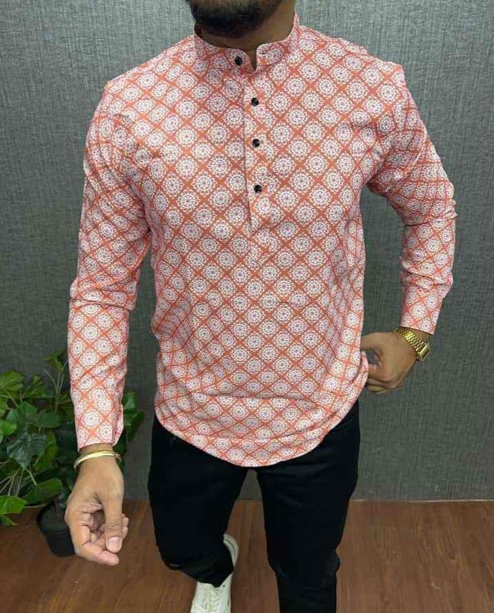 Pink Printed Short Kurta