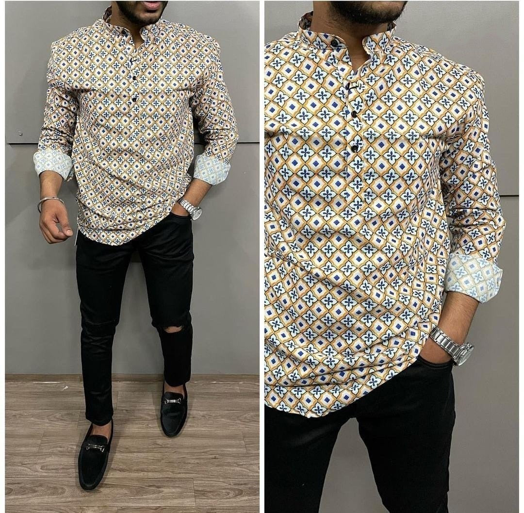 Digital Printed Short Kurta For Men