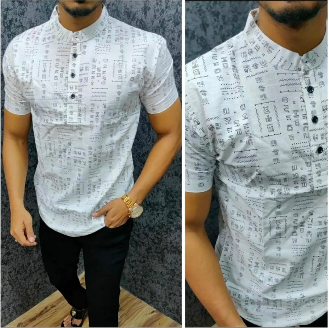 White Printed Short Kurta