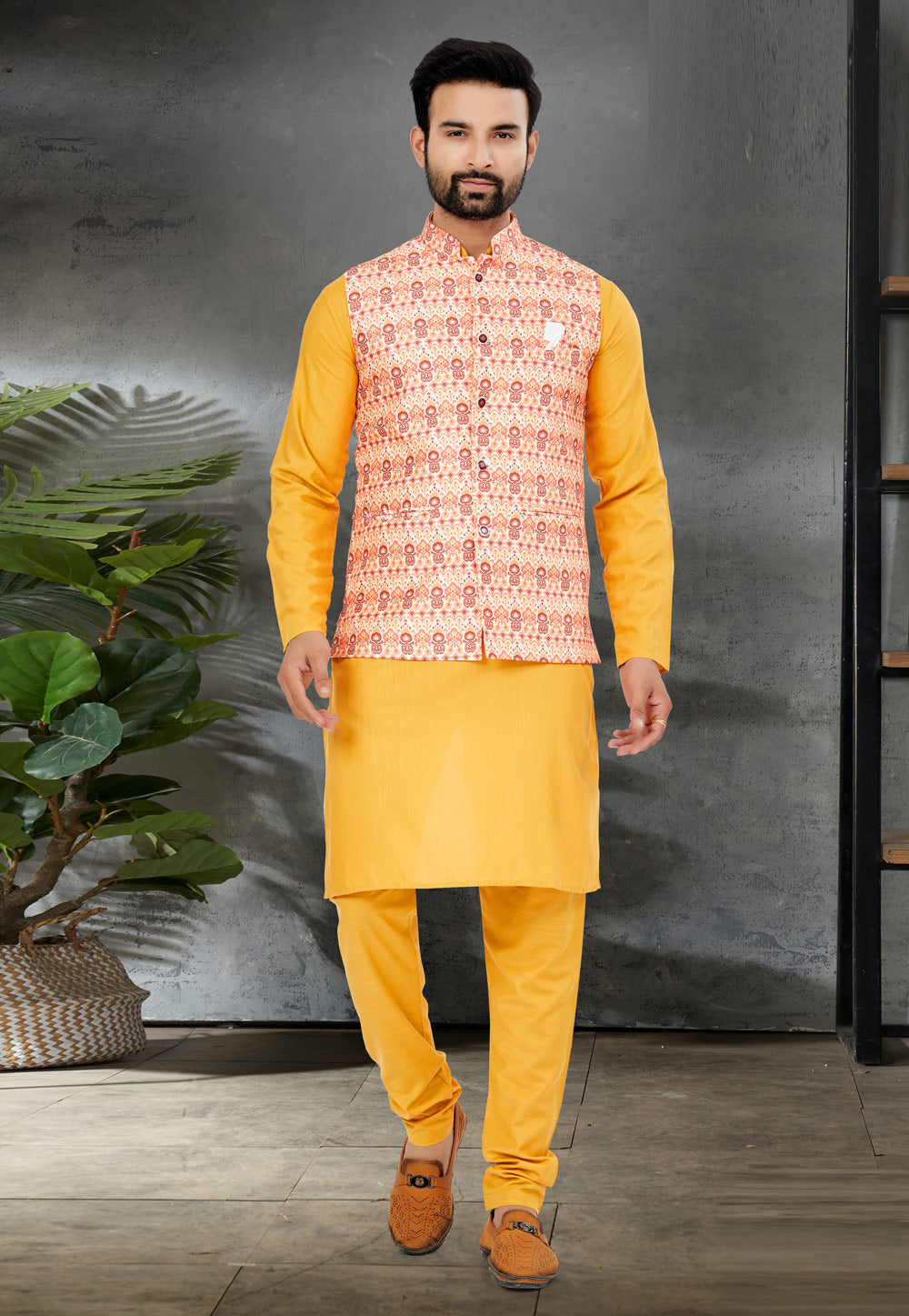 Yellow Color Modi Jacket For Haldi Kurta Couture