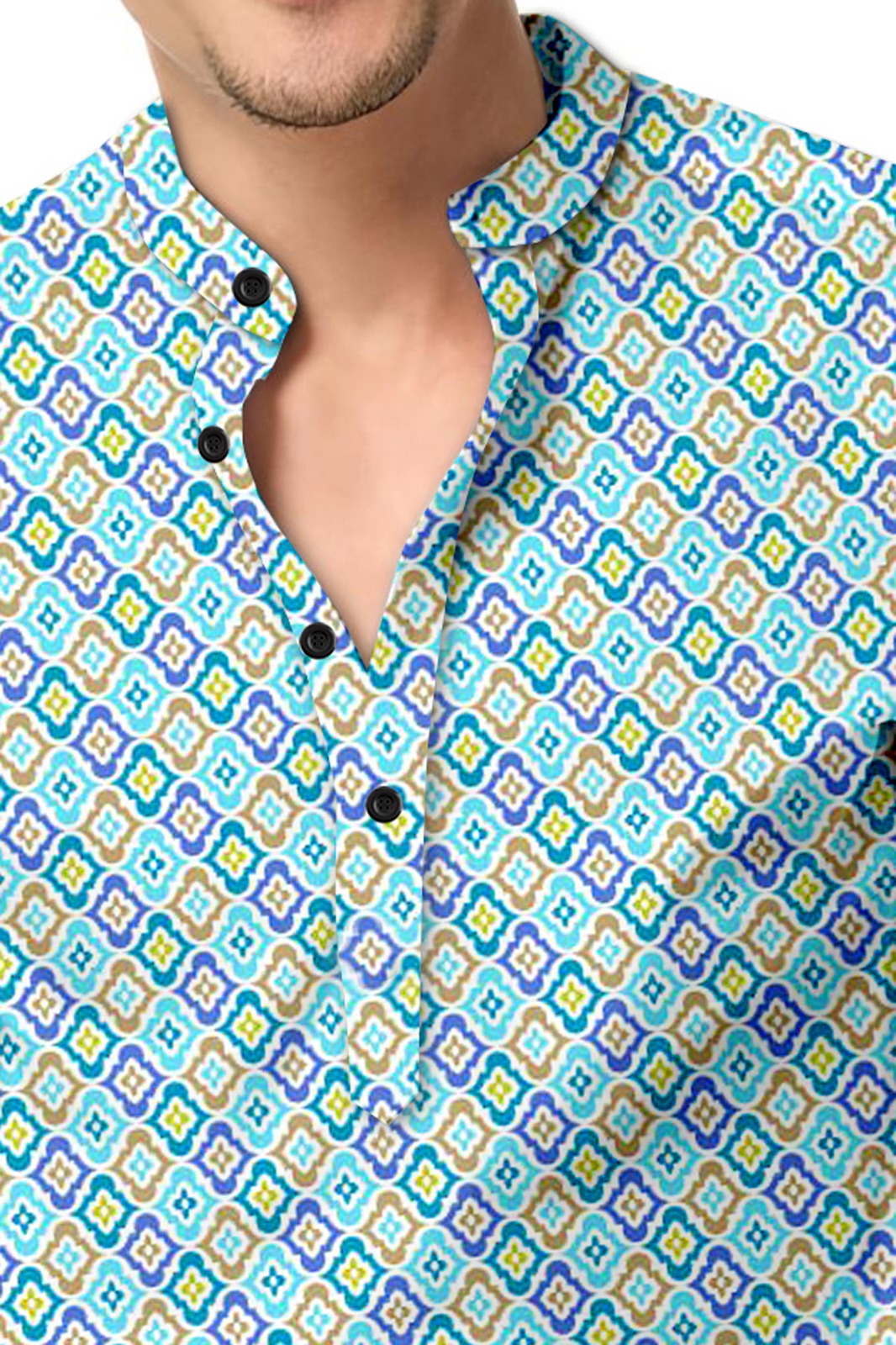 Sky blue Printed Short Kurta