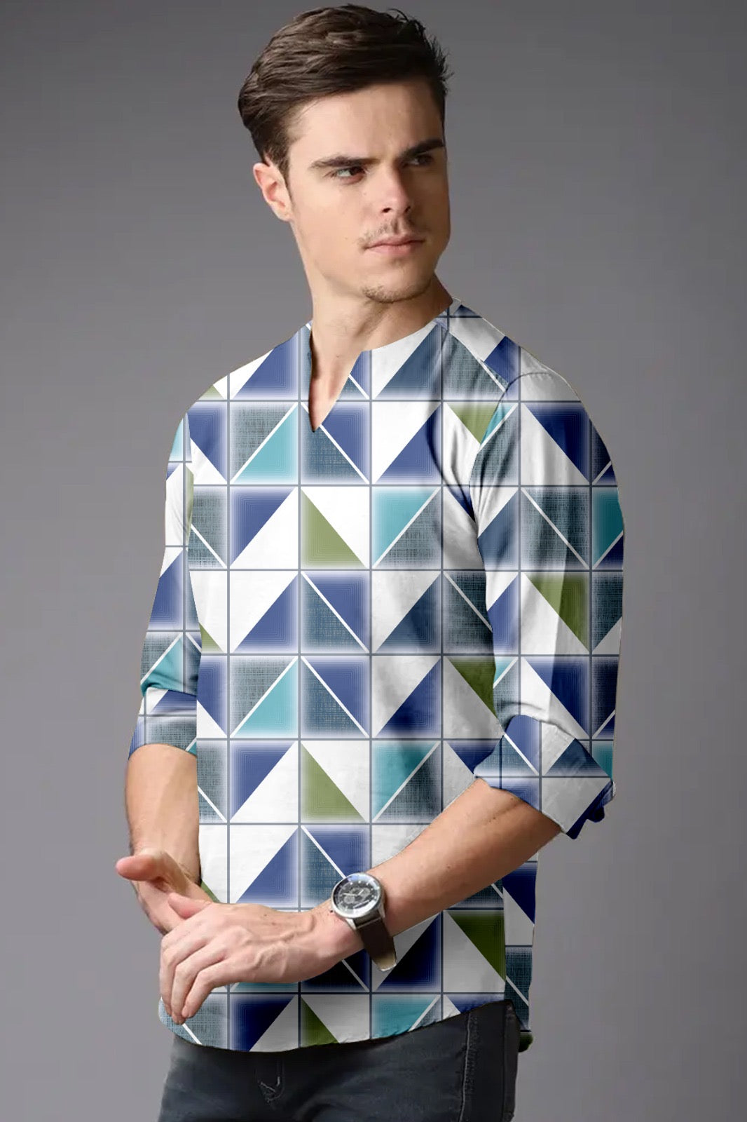 Printed Short Kurta Shirt For Men