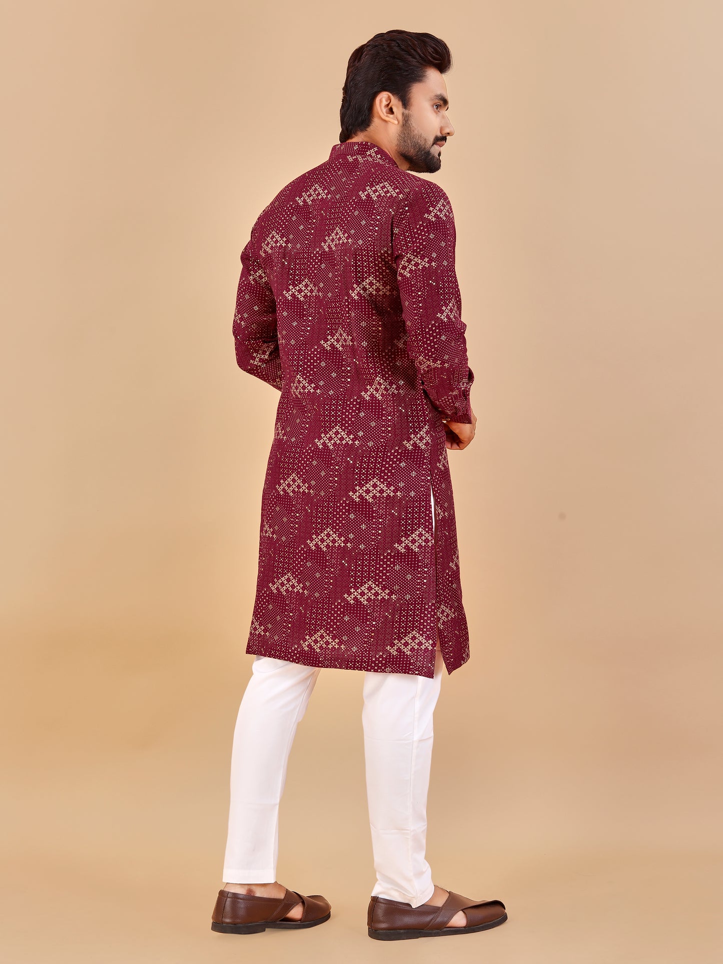 Manzar Cotton Foil Printed Kurta Pyjama for Men