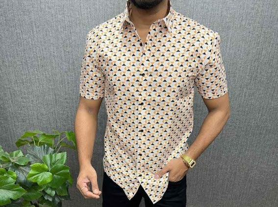 Orange Blue Printed Shirt