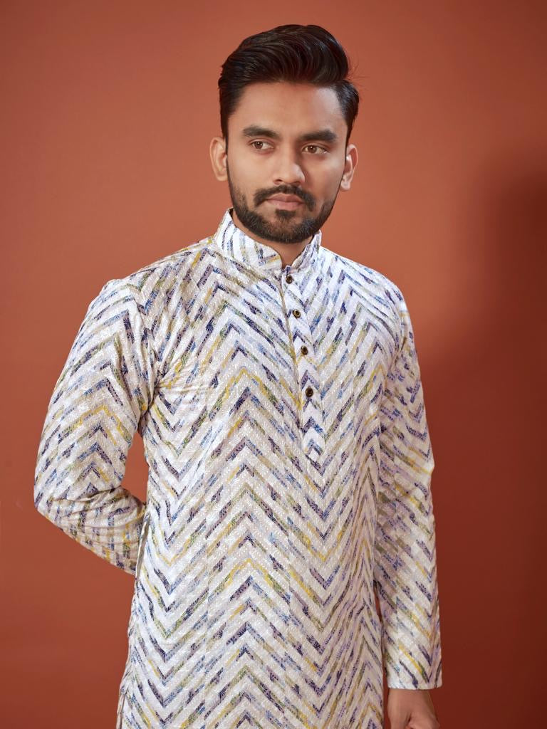Leela Lucknowi Chikankari Kurta Pajama For Men