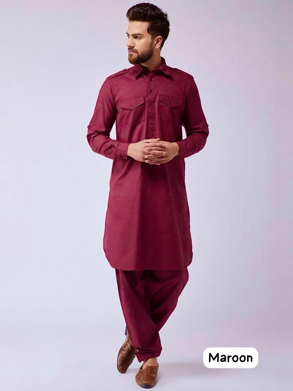 Maroon Pathani suit for men