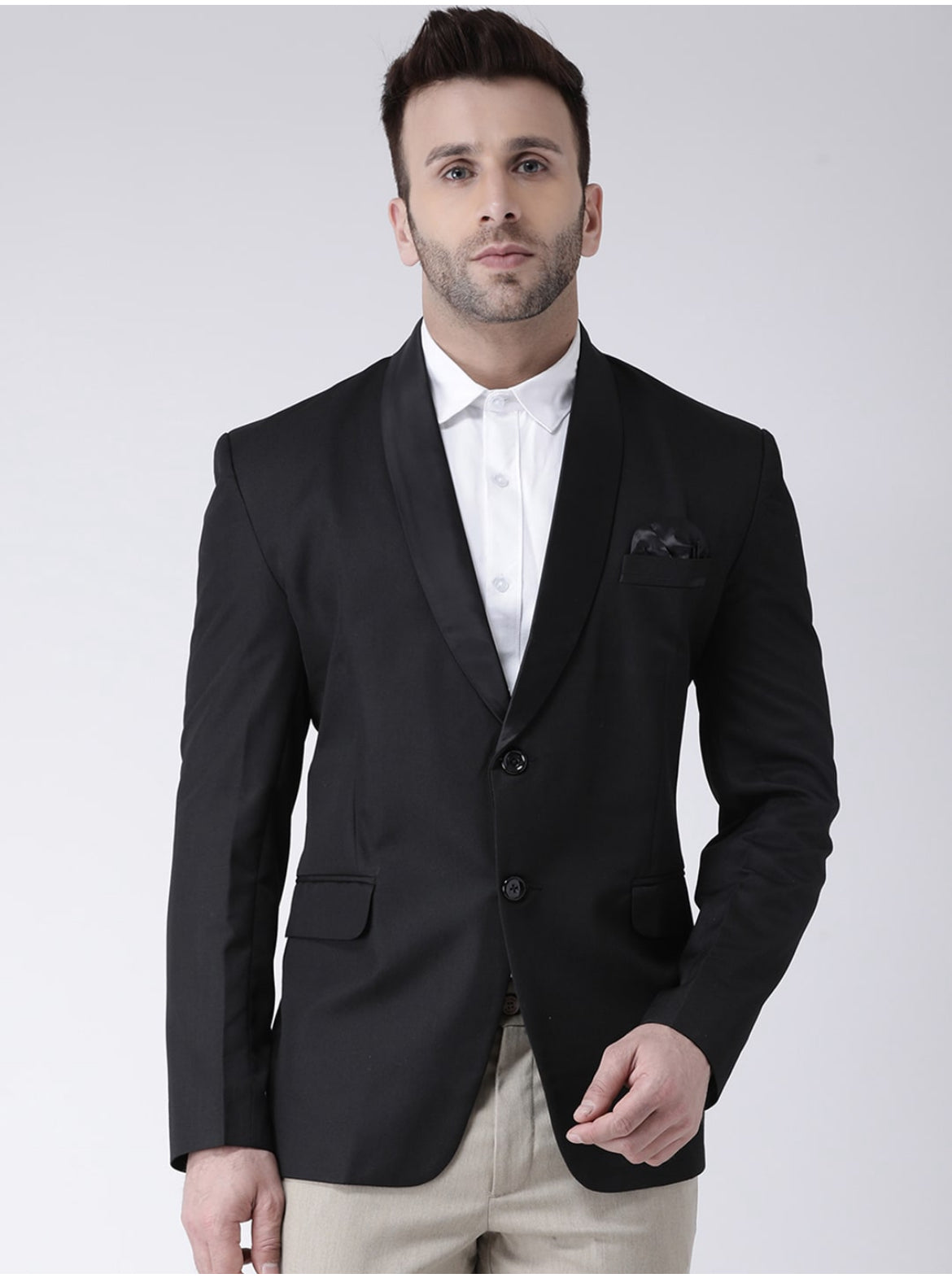Men Black Solid Tuxedo Blazer