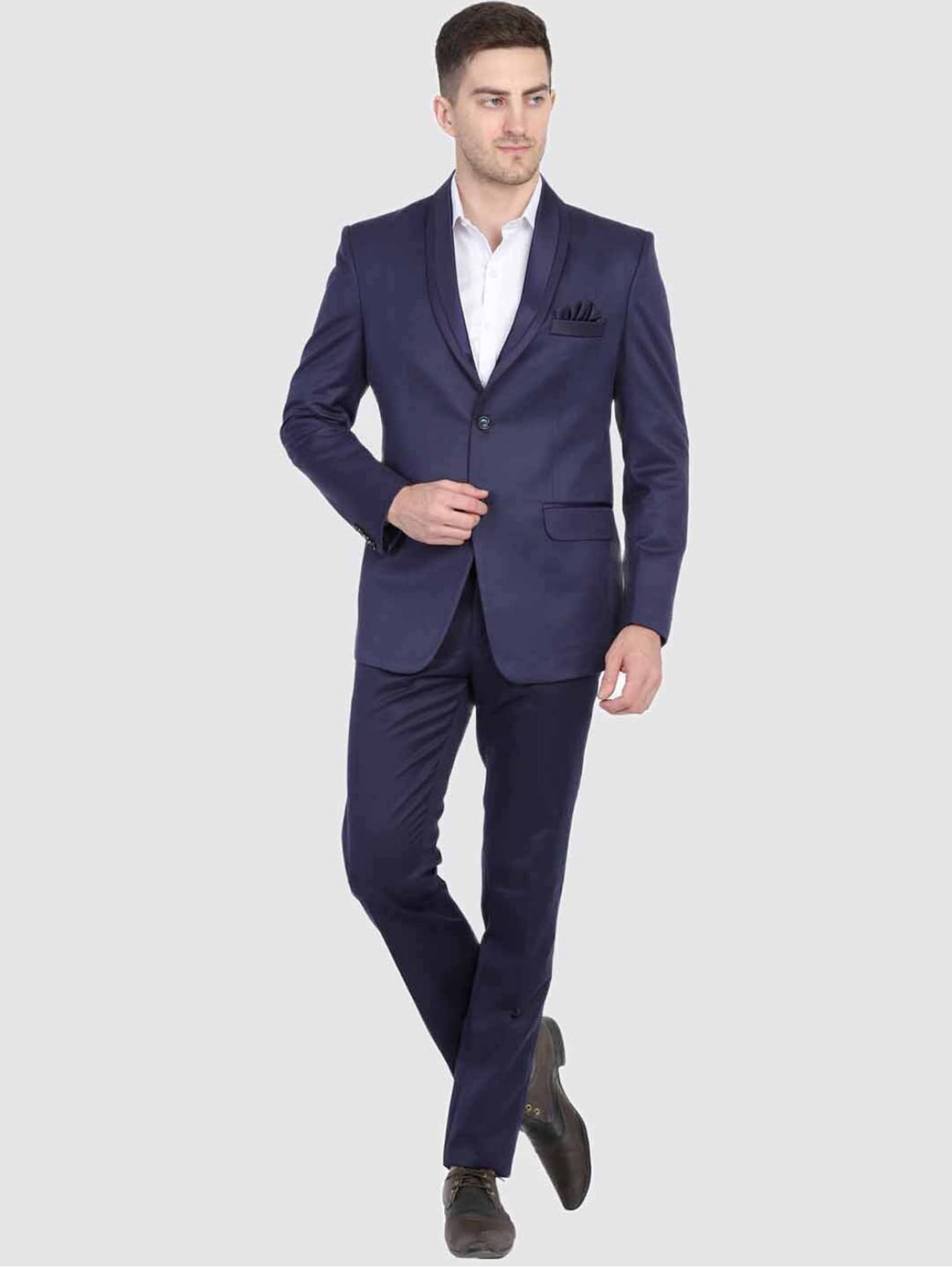 Men Blue Long Sleeves Slim-fit Single-Breasted Party Blazer