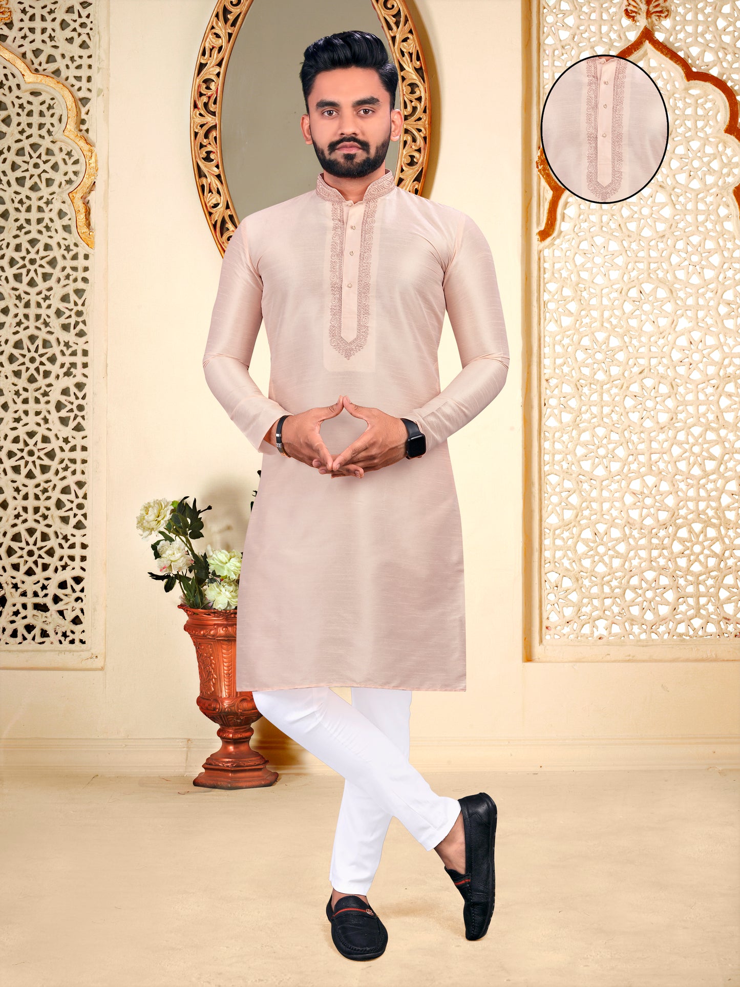 Aari work Embroidery Work Kurta pyjama for Men
