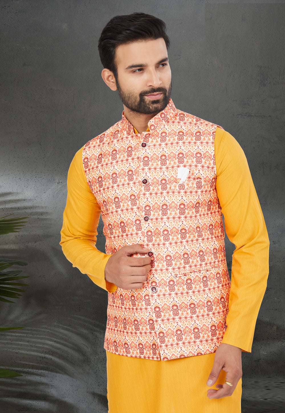 Yellow Color Modi Jacket For Haldi