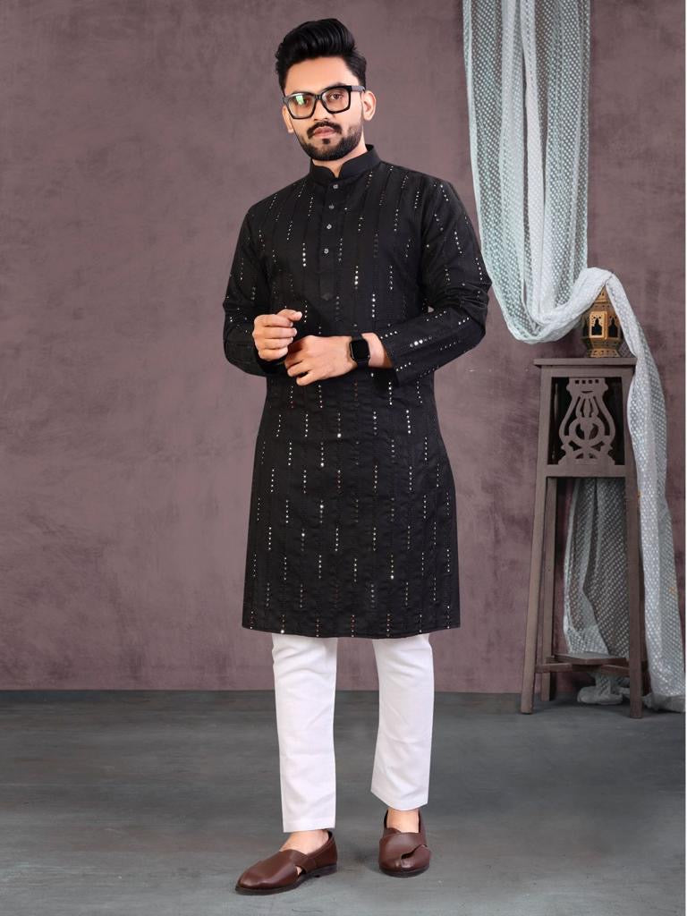 Traditional Mirror Work Kurta Pyjama for Men