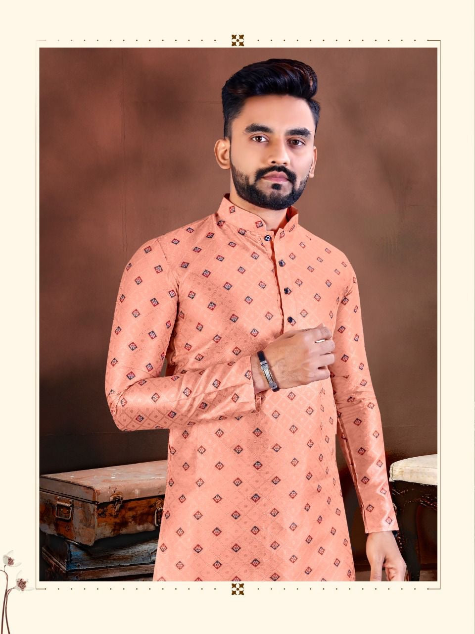 Vastram Jequard Silk Kurta Pajama For Men
