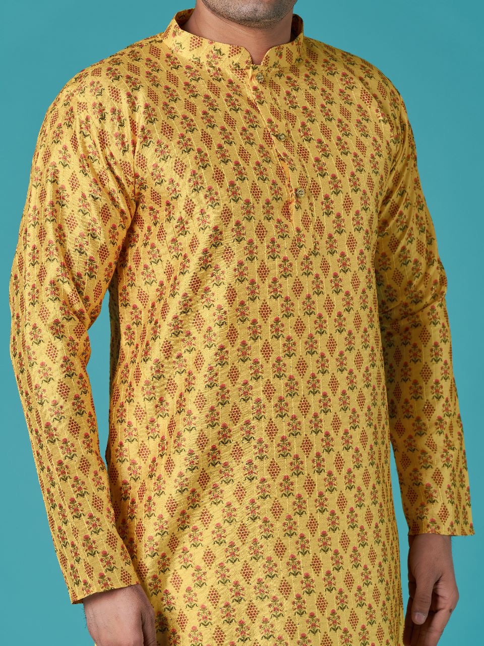 Trendy Printed Sequins Kurta Pajama For Men