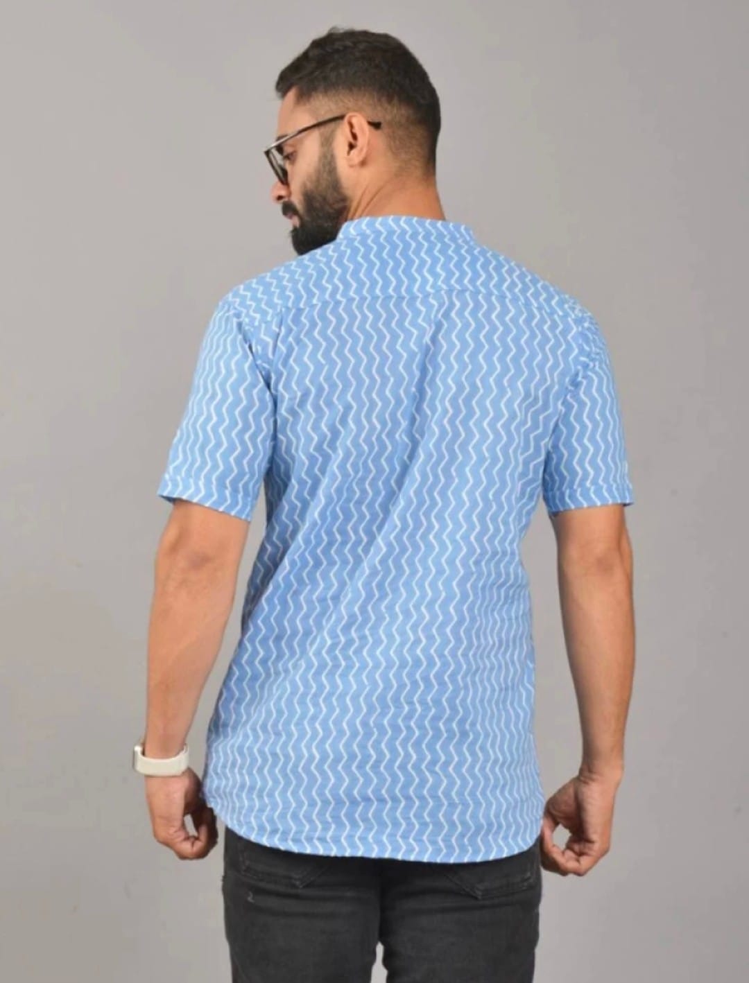 Blue Printed Short Kurta