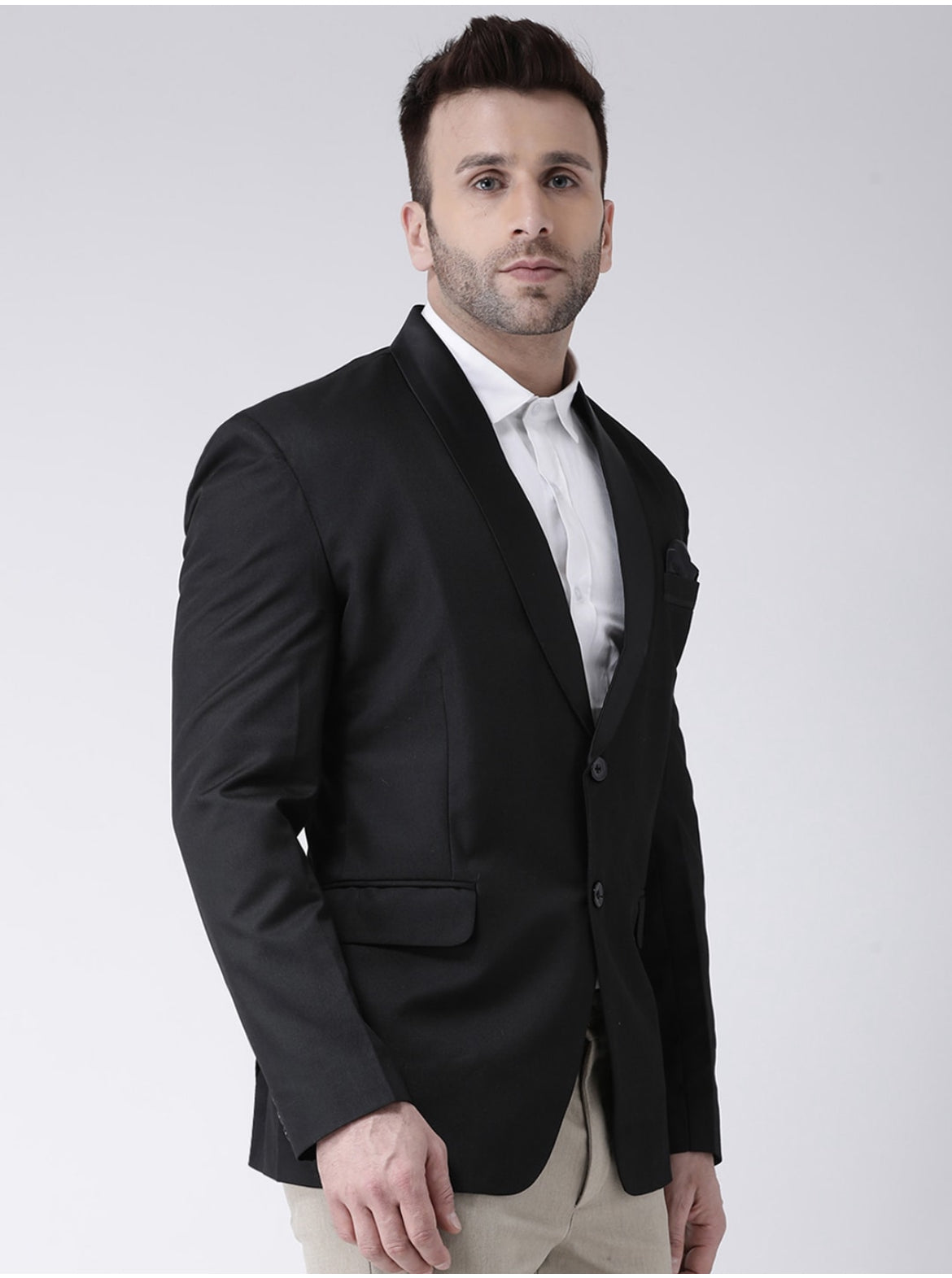 Men Black Solid Tuxedo Blazer