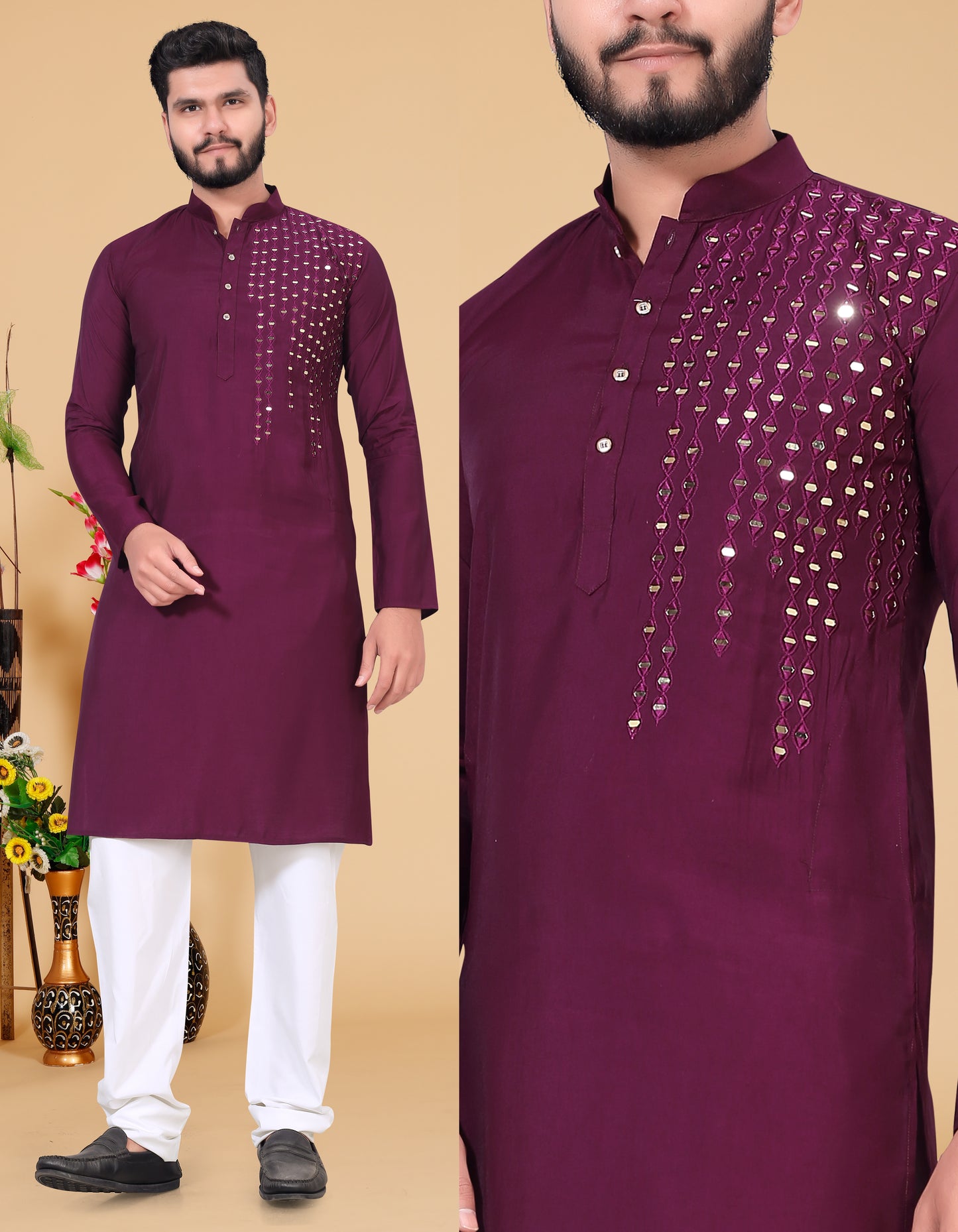 Mirror Work Kurta Pajama for Men