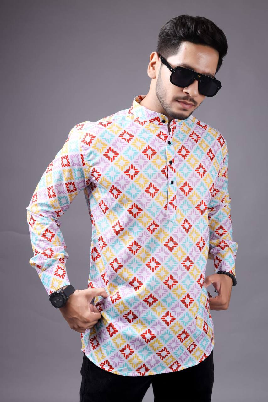 Digital Printed Short Kurta For Men