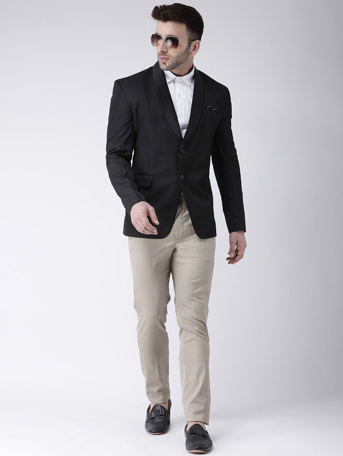 Men Black Solid Tuxedo Blazer