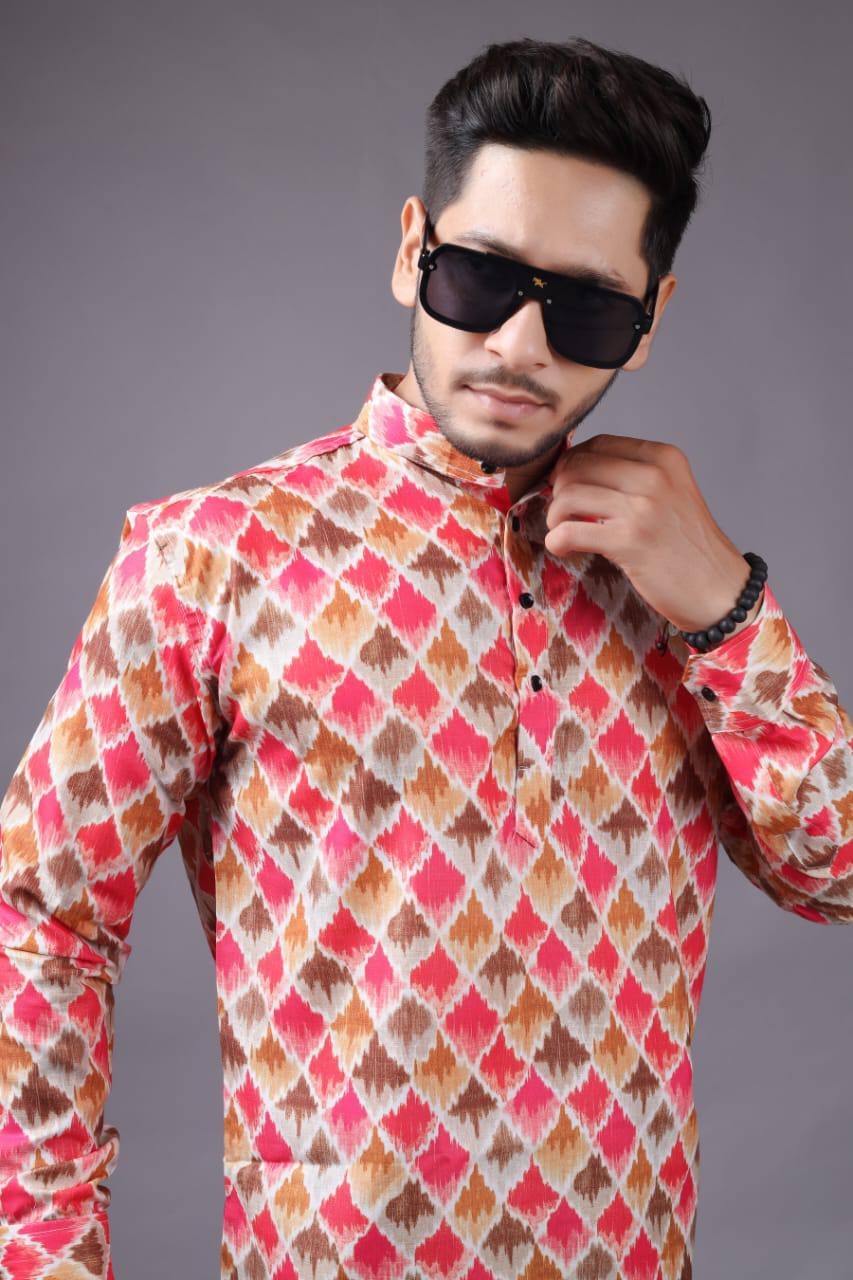 Digital Printed Short Kurta For Men