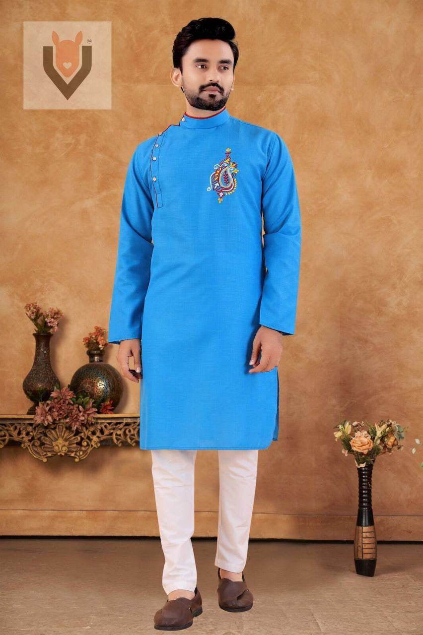 Shyam Slub Cotton Kurta Pajama For Men