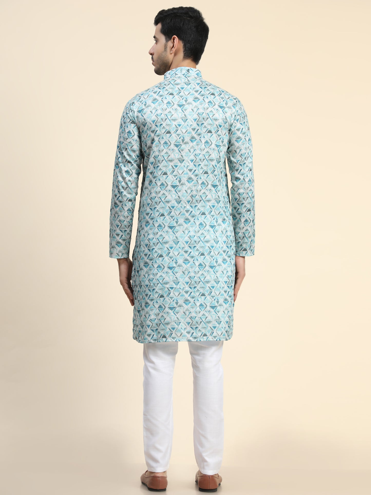 Sky blue Digital Printed Kurta Pyjama for Men