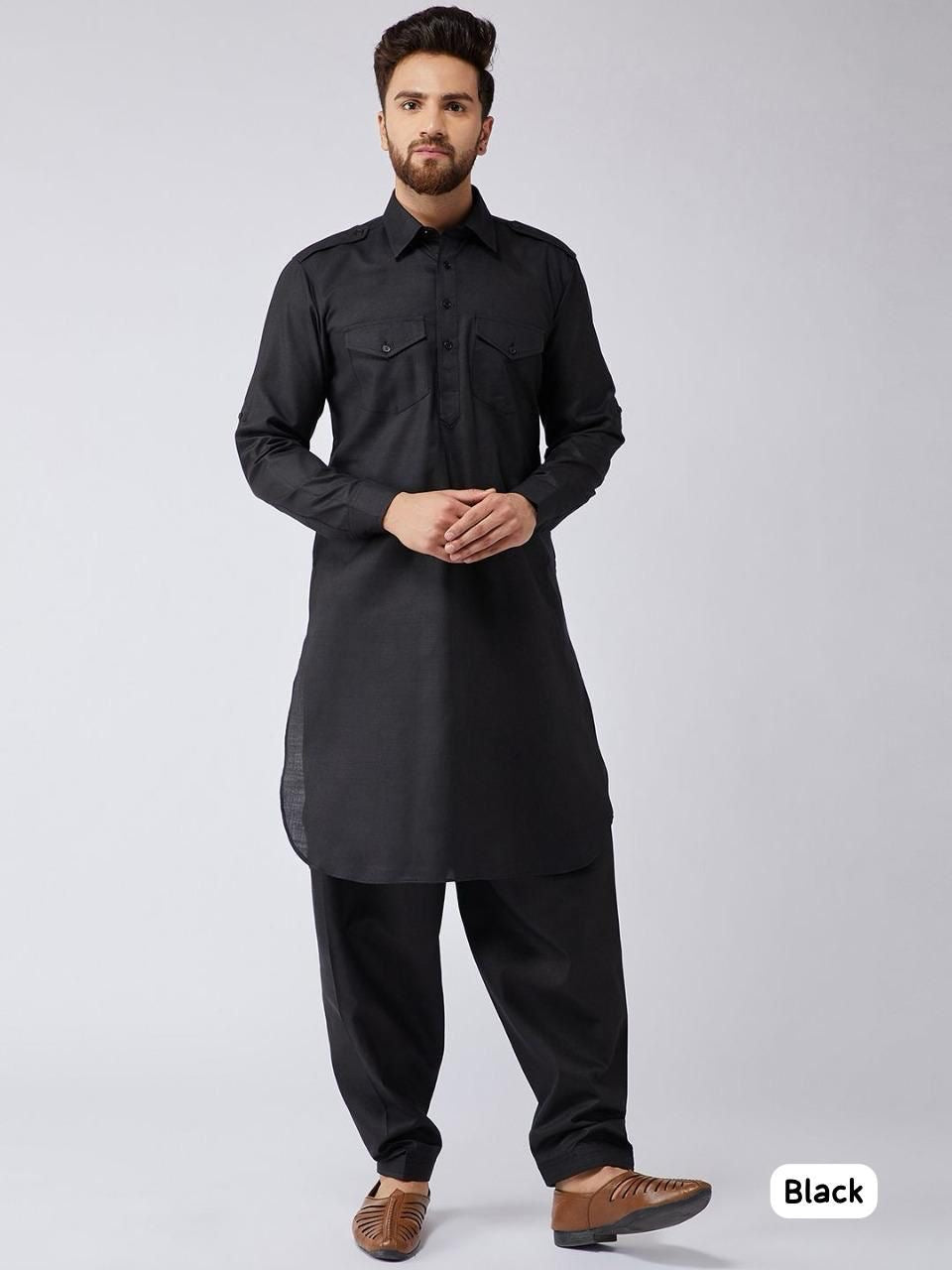 Black Pathani suit for men