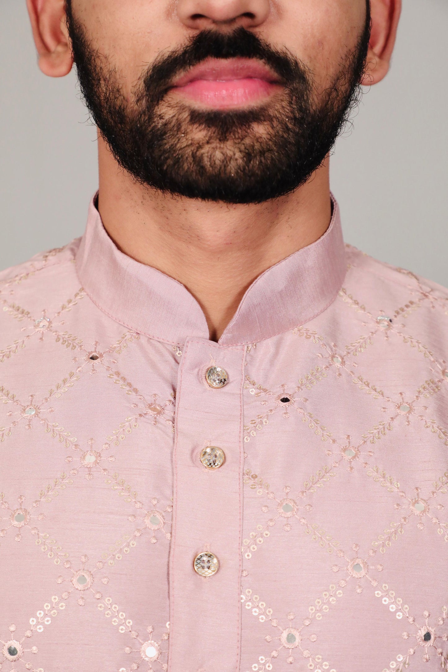 Sequins Mirror Embroidery Work Kurta Pajama for Men