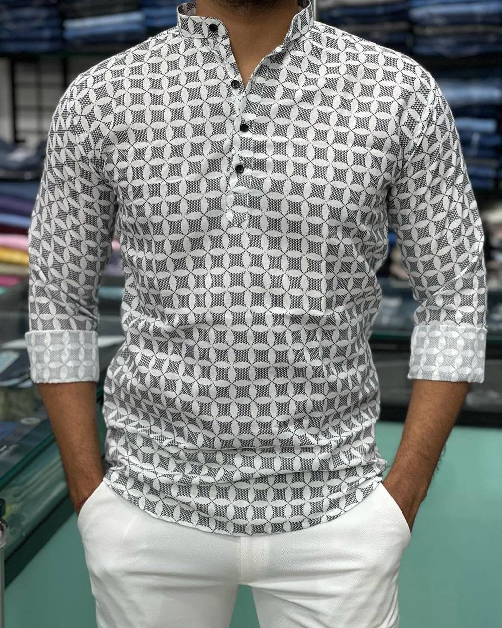 Printed Short Kurta for men