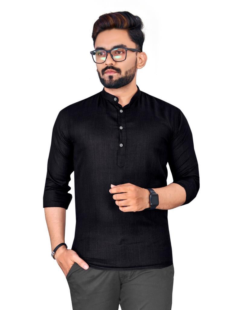 Plain Cotton short kurta for men