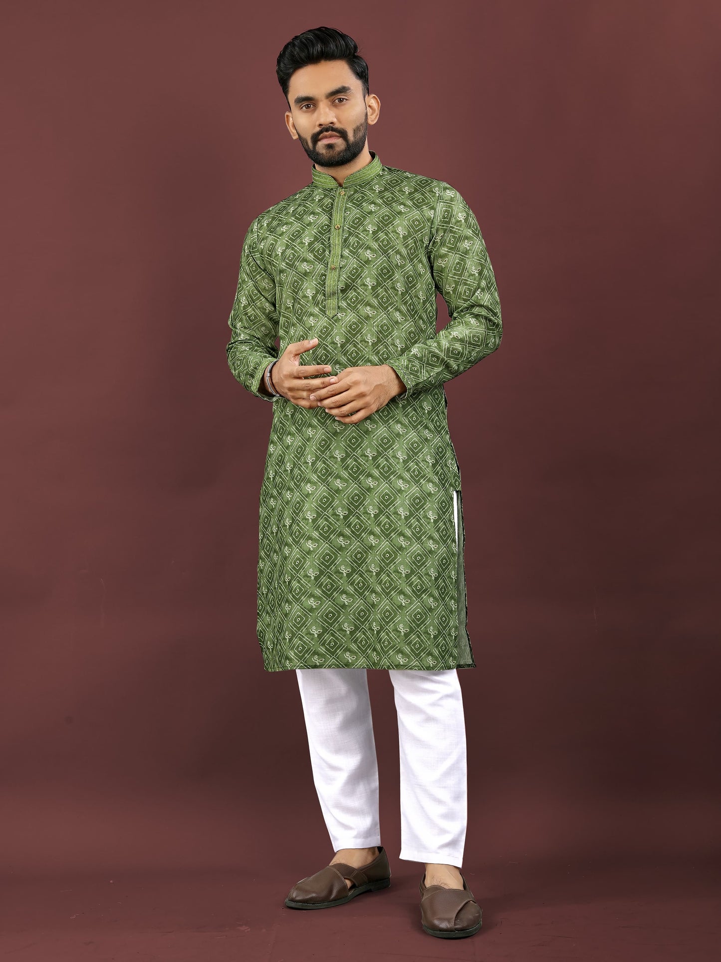 Digital Printed Semi Linen Kurta For Men