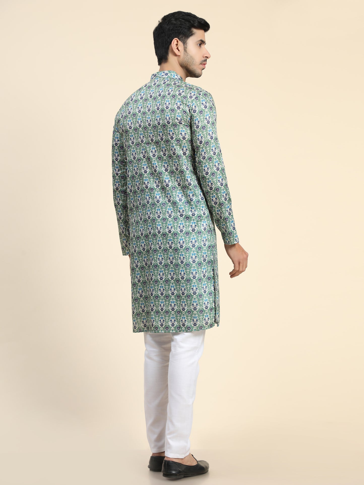 Green Digital Printed Kurta pyjama for Men