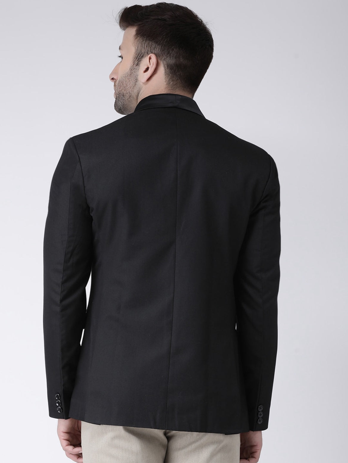 Men Black Solid Tuxedo Blazer