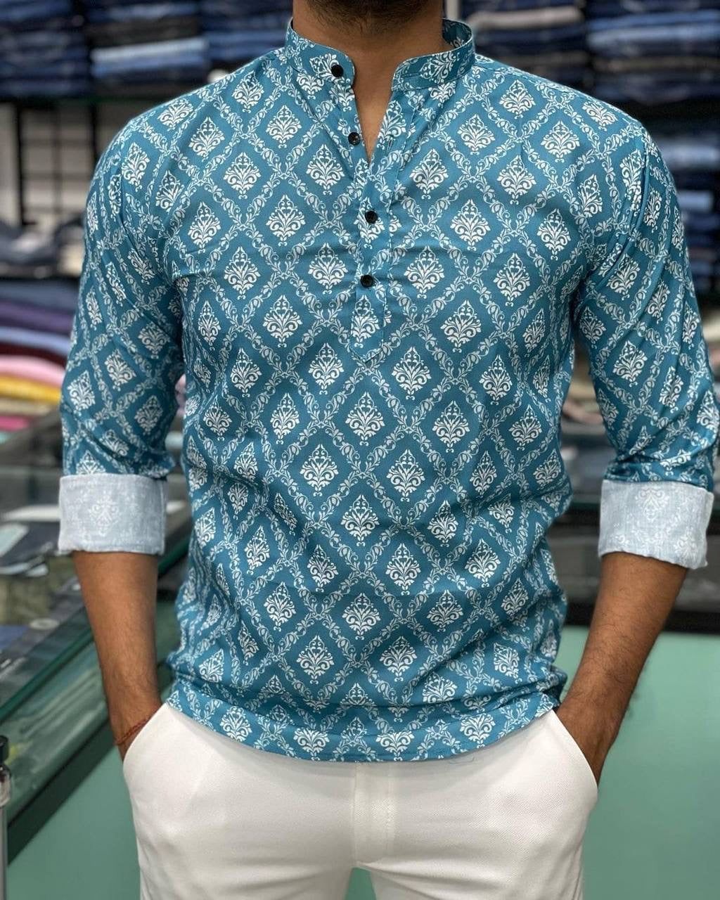 Rama Printed Short Kurta for men