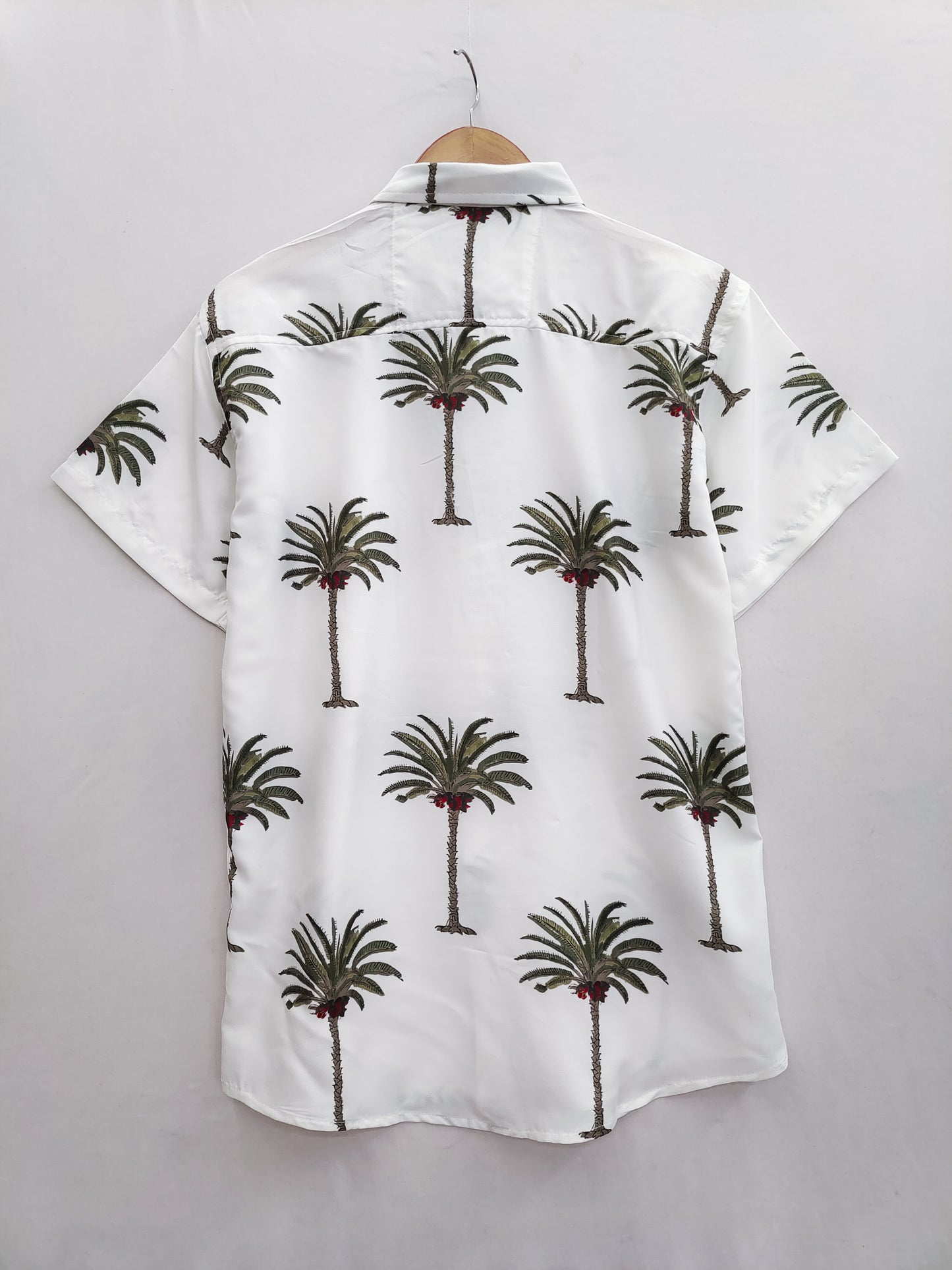 Coconut Tree Printed Slim Fit Reyon Shirt For Men