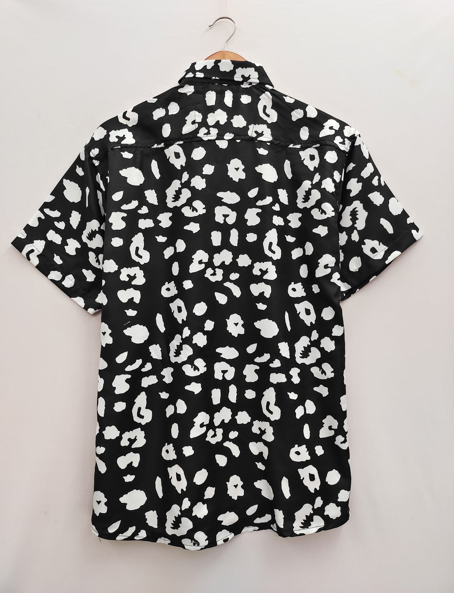Black Slim Fit Reyon Printed Shirt For Men