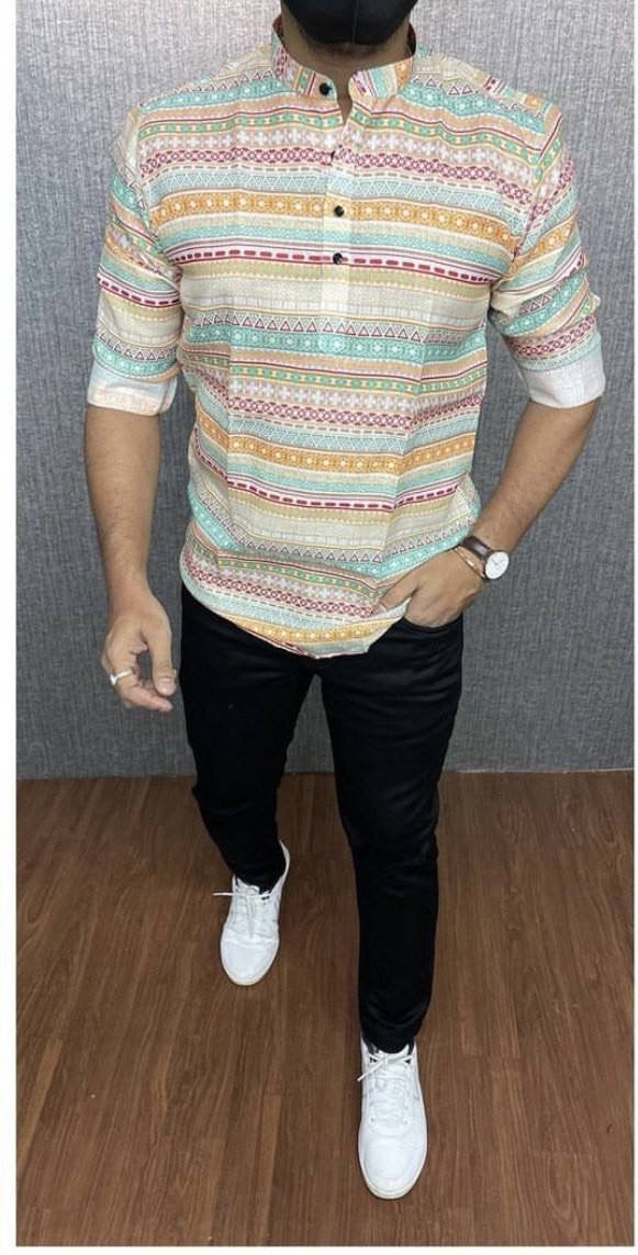 Multicolor Printed Short Kurta for men