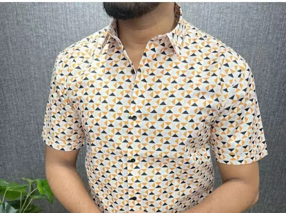 Orange Blue Printed Shirt