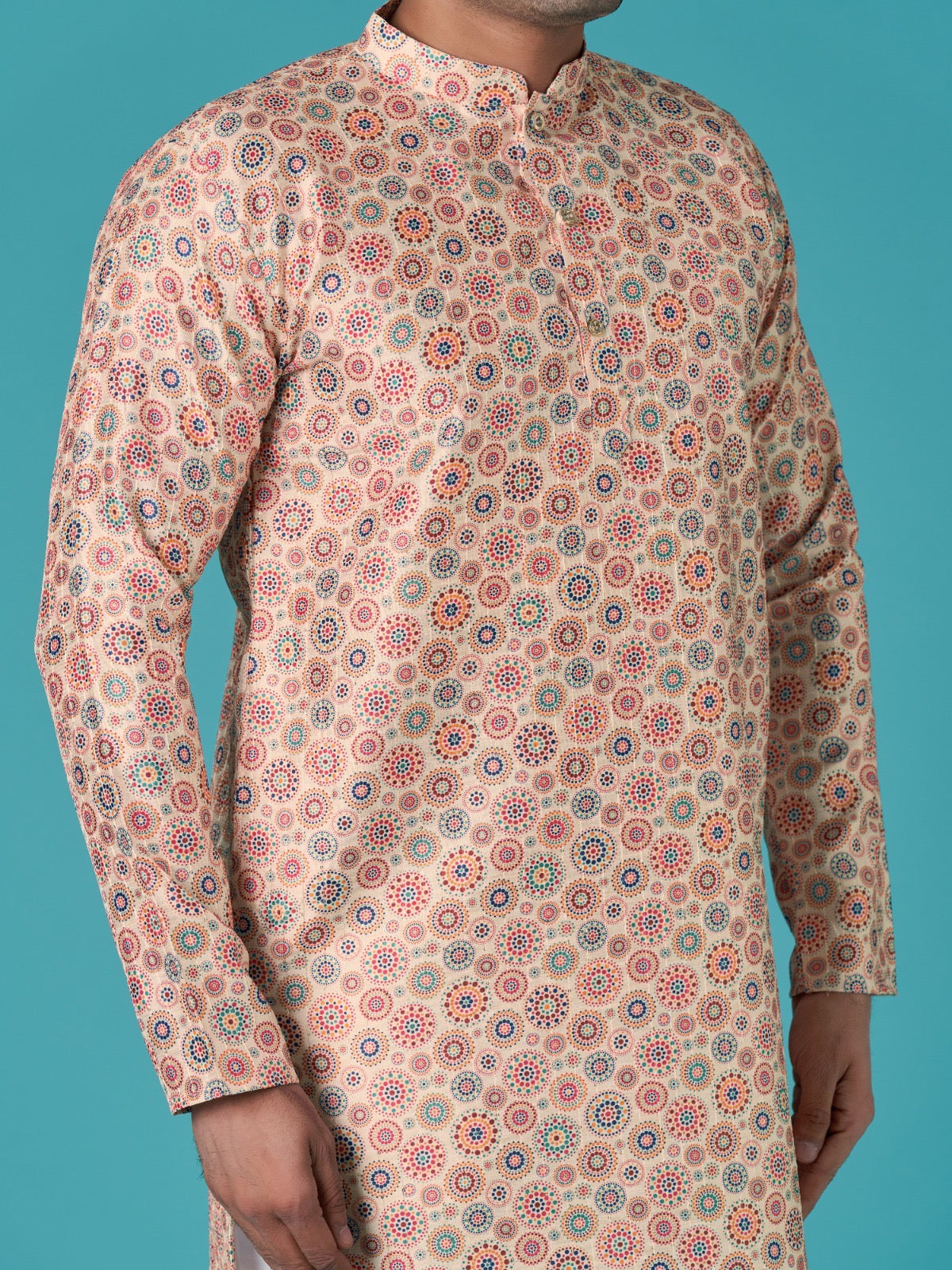 Trendy Printed Sequins Kurta Pyjama For Men