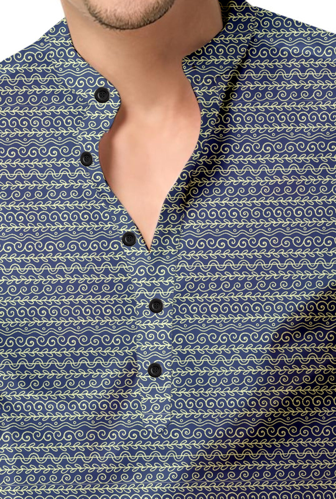 Blue Printed Short Kurta