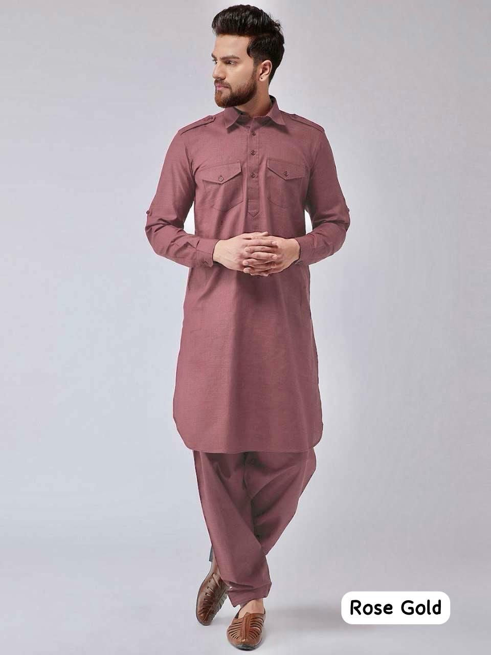 Rose Gold Pathani suit for men