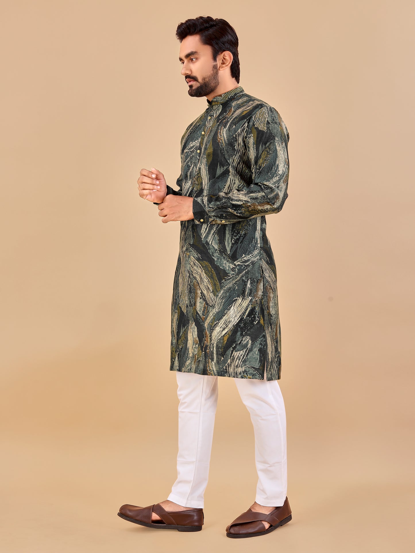 Manzar Cotton Foil Printed Kurta Pyjama for Men