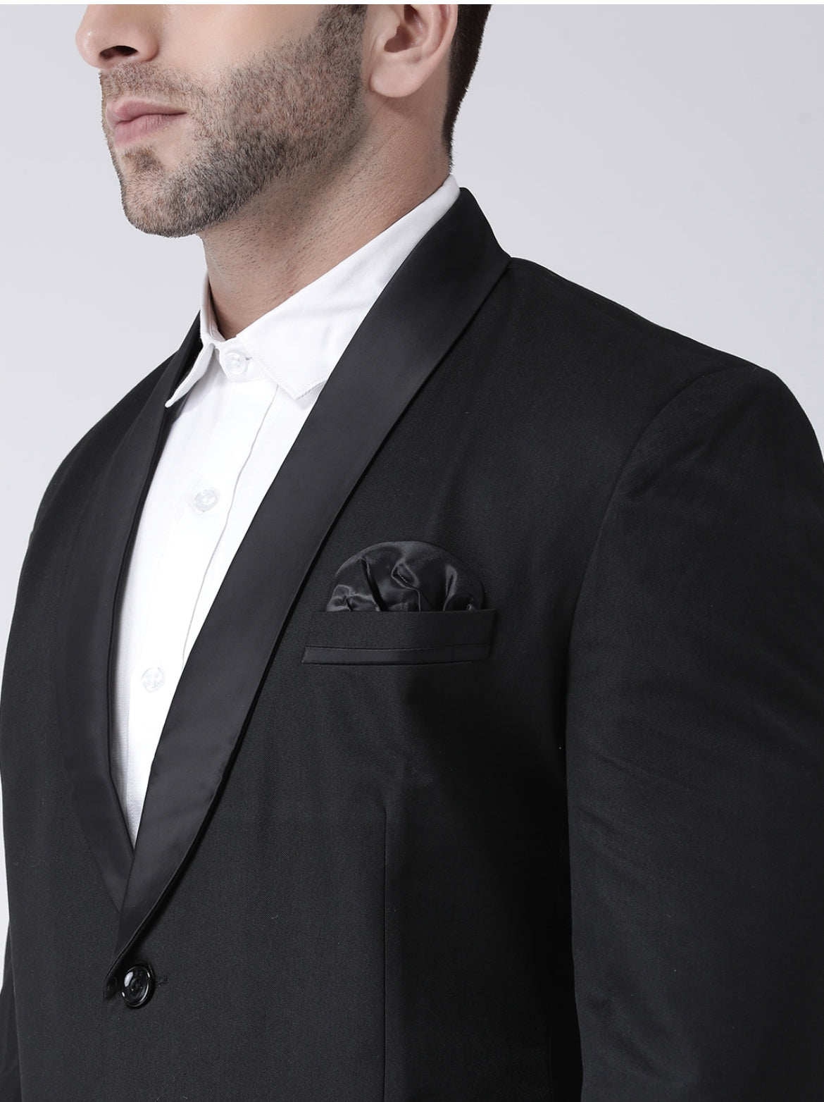 Men Black Solid Tuxedo Blazer