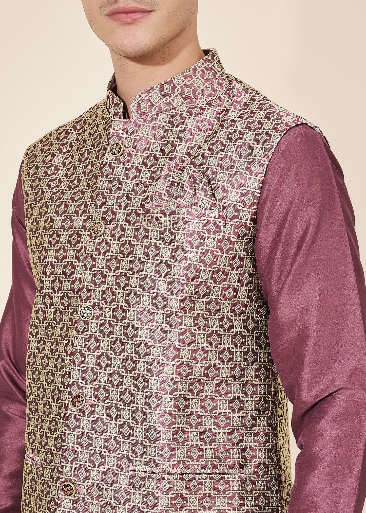 Rouge Pink Color Wedding Collection Modi Jacket For Men