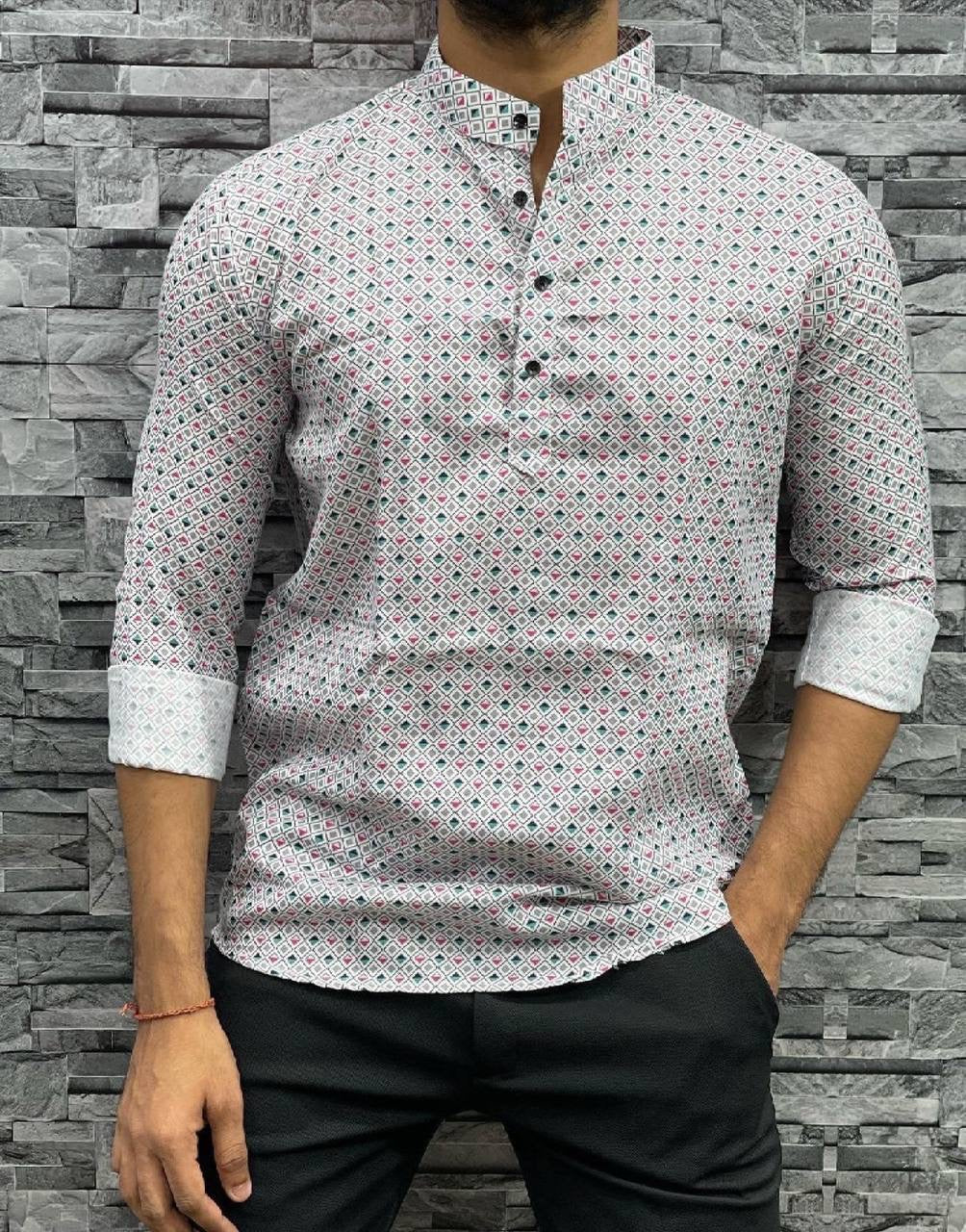 Printed short kurta for men best sale