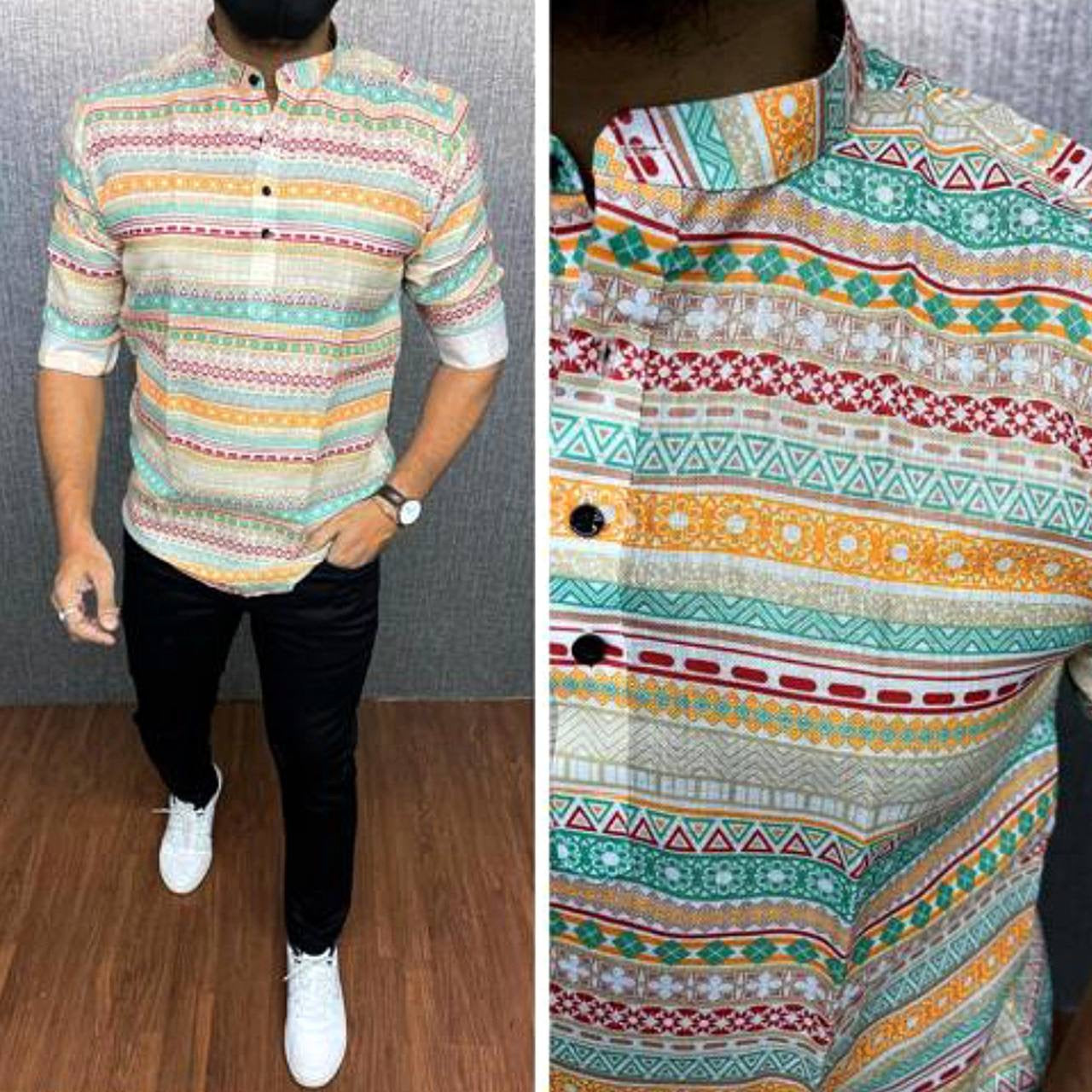 Multicolor Printed Short Kurta for men