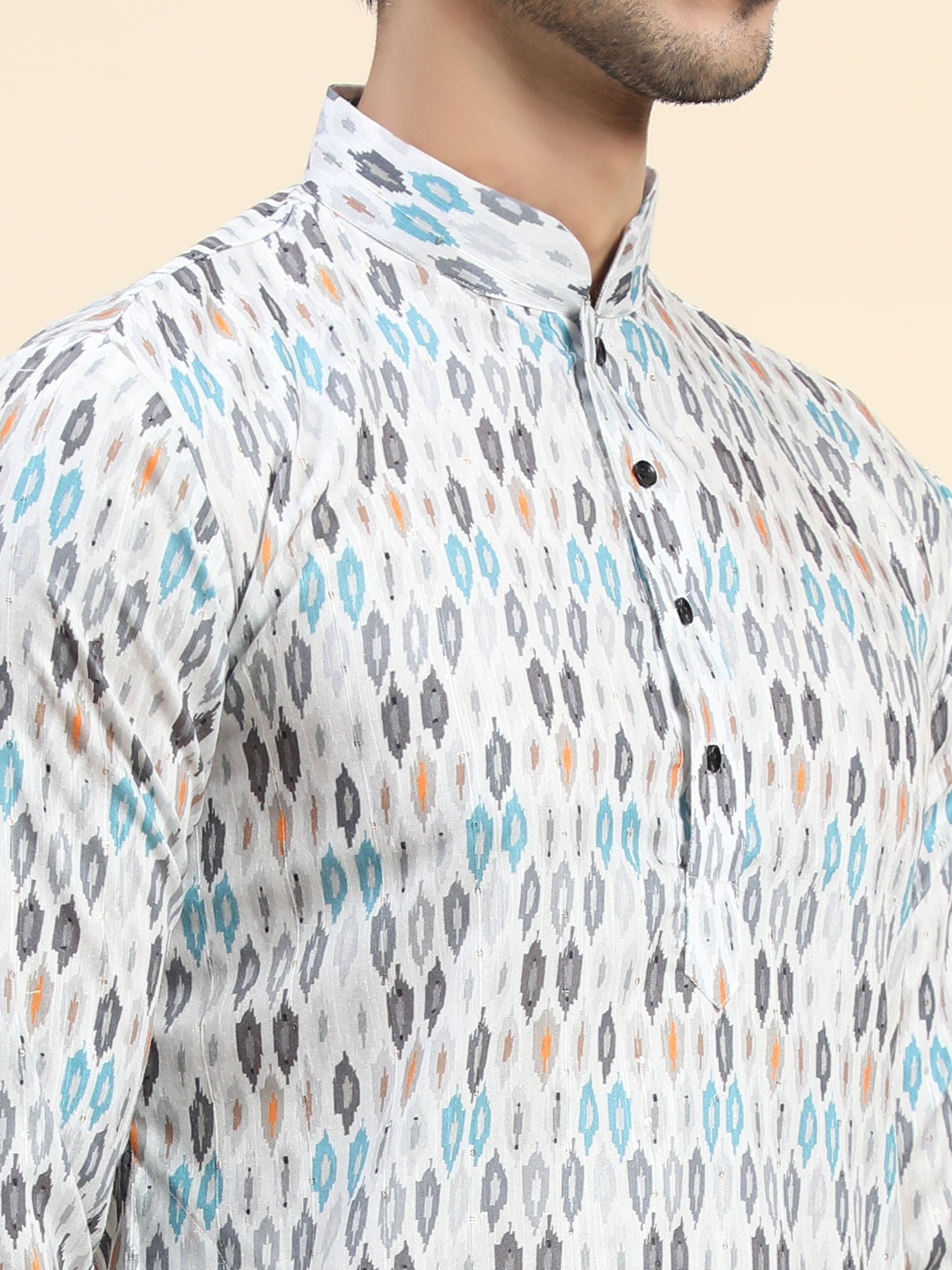 Ikkat Digital Printed Kurta pyjama for Men
